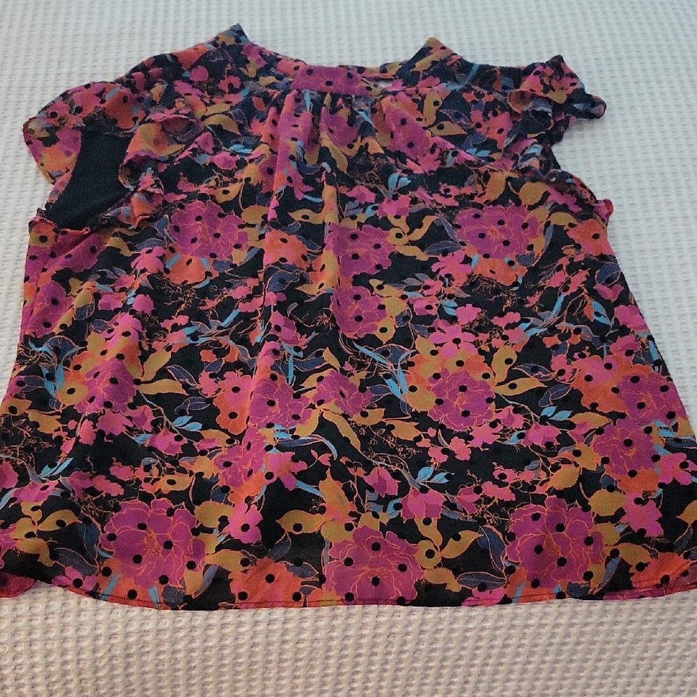 DR2 Floral Blouse - Pink and Black